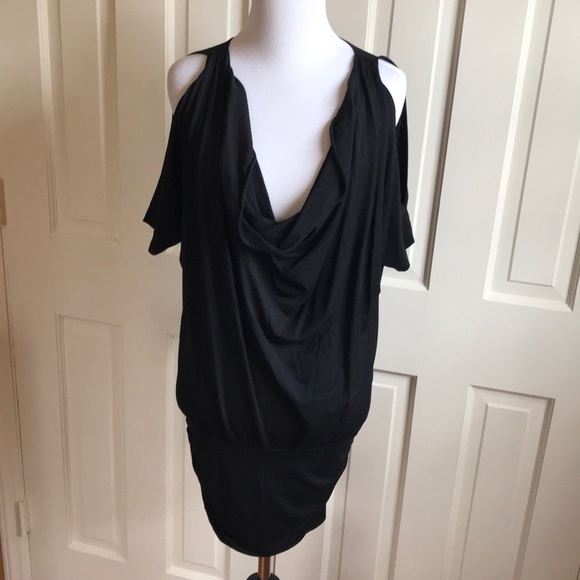 TART Black Cold Shoulder Mini Blouson Dress - Picture 2 of 8
